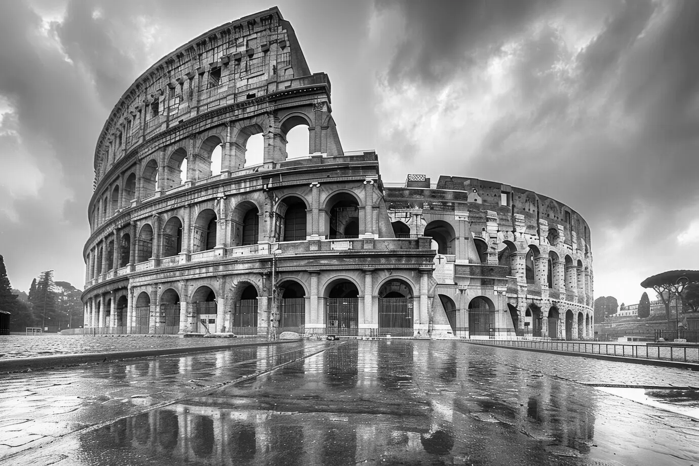 Monochrome Ansicht des Kolosseums zum Welterbetag